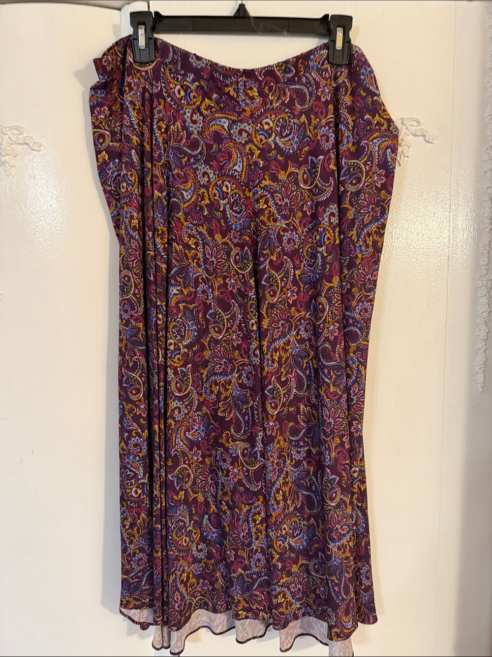 J. Jill Purple Paisley Maxi Skirt with Yellow & Blue Accents